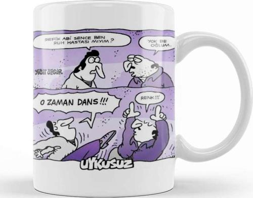 Uykusuz Karikatür Kupa Bardak Porselen