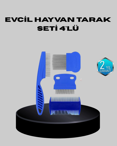 Evcil Hayvan Tüy Bakım Seti – 4’lü Paslanmaz Çelik ve Eco Plastik, Kolay Temizlenebilir ve D