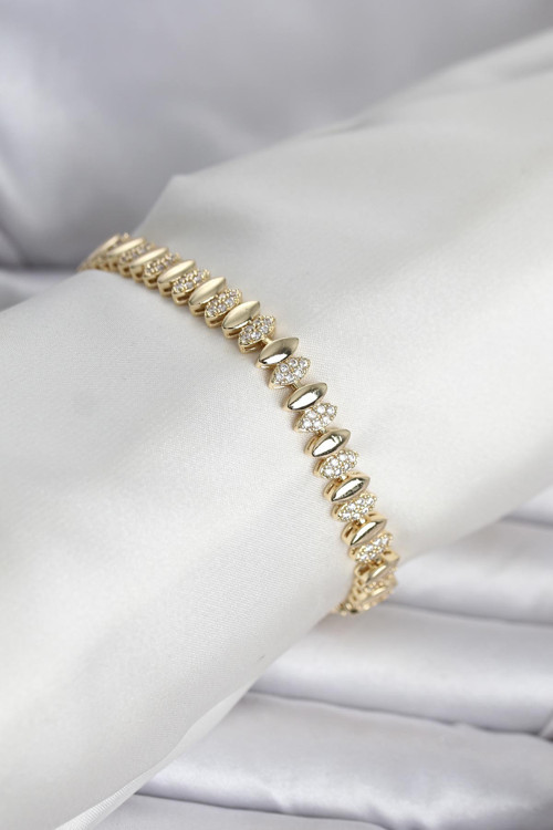 ieg™ Pirinç Gold Renk Arpa Model Kadın Bileklik