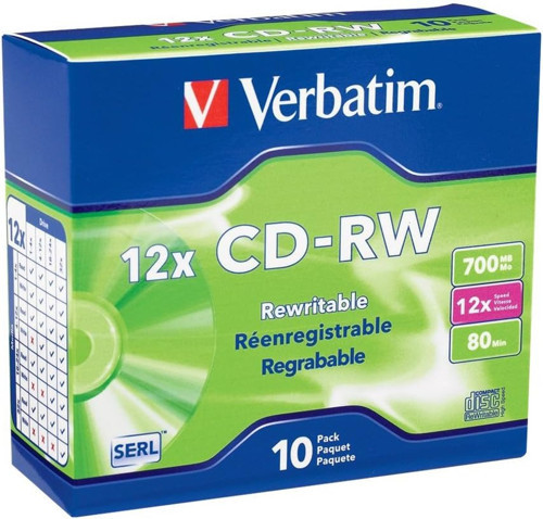 Cd-Rw 700Mb 4X-12X Yeniden Yazılabilir Boş Medya - İnce Mücevher Kılıflarında 10 Disk, Gümü