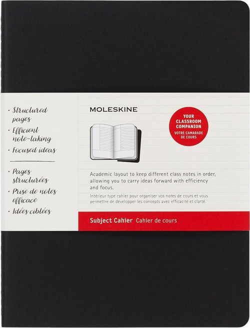 Moleskine Çizgili Subject Cahier Not Defteri 2'Li Set Xl Boy Siyah + Yabanmersini Kirmizisi