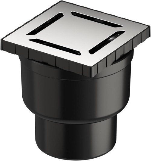 V-Flow Kare 5607324 Yalıtımlı Duş Kanalı, Alttan Çıkışlı, 15X15 Cm, Dk 800 Kapak, Parlak Krom