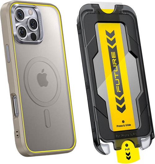 The Future Iphone 16 Pro Max Kılıfı Desert Titanium, Tam Kaplayan Kırılmaz Temperli Camlı Korum