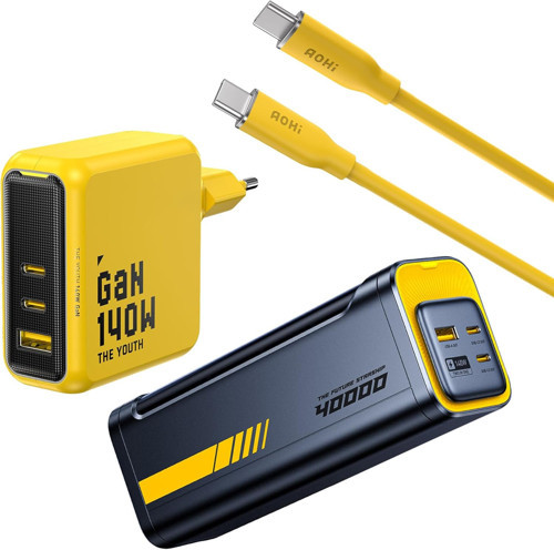 Youth 140W 3 Portlu Şarj Adaptörü, 40.000 Mah 140W Pd3.1 Powerbank, 140W 1M Pd 3.1 480Mbps Süpe
