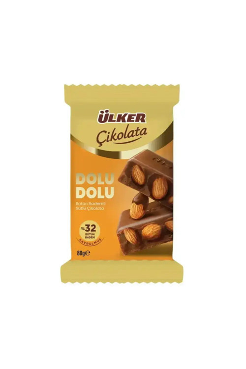 çikolata dolu dolu bütün bademli sütlü çikolata (2 adet)