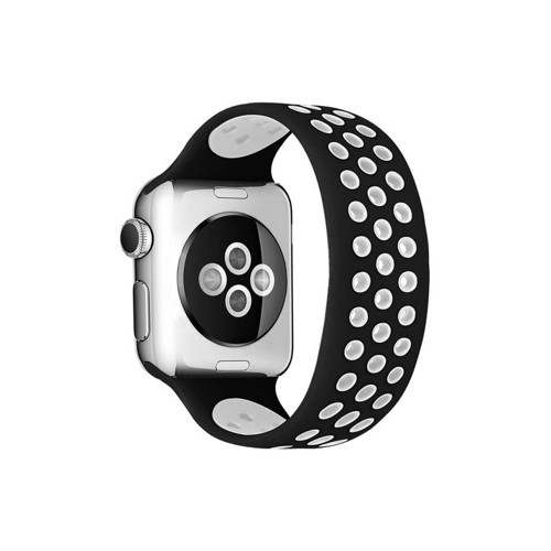 Watch 38mm Ayarlı Delikli Kordon - Siyah-beyaz