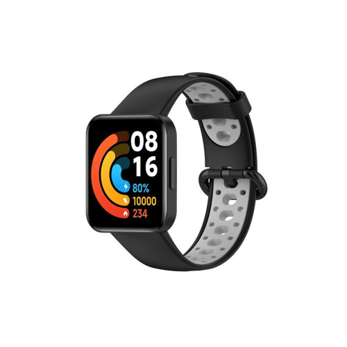 Watch 2 Spor Delikli Kordon - Siyah-gri
