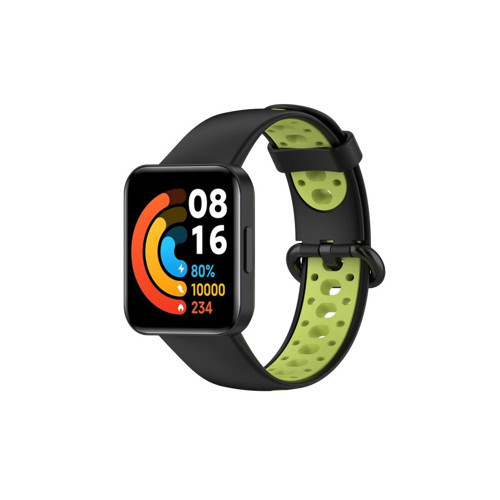 Watch 2 Spor Delikli Kordon - Siyah-yeşil