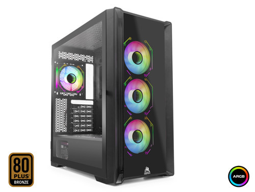 MF2902B PC Gaming Kasa 360 Seri 80 Plus 850W Power Supply 4x ARGB Fan Siyah