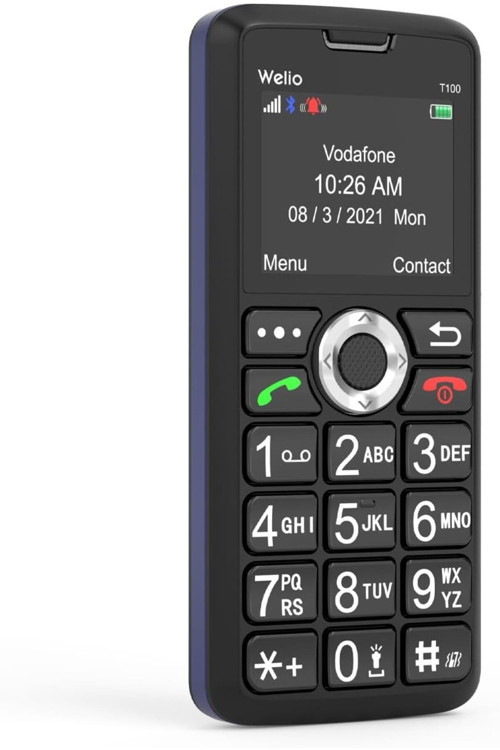 KarokTicaretSell Welio WKey T100 Tuşlu Kamerasız Asker/Yaşlı Cep Telefonu (Siyah Mavi) 1220029