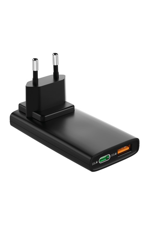 İXTECH IX-HC8 65W Type-C ve Usb Çift Port Ultra ince evrensel başlıklı seyahat şarj adaptörü