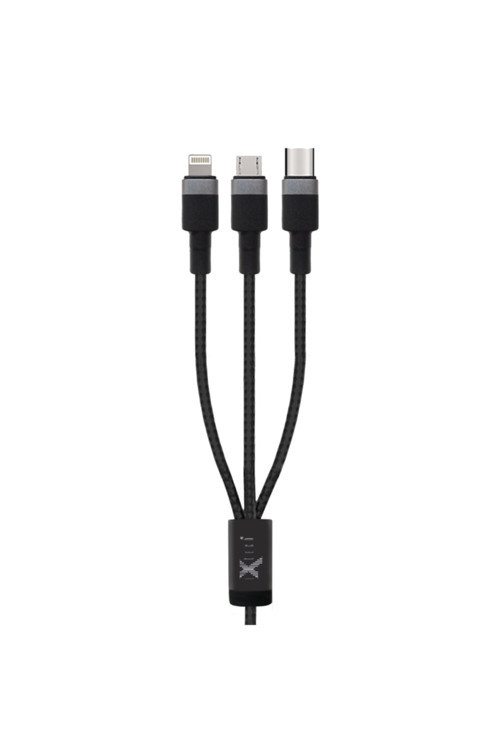 İXTECH 3 Farklı Şarj Kablosu Dayanıklı Micro Type-c Lightning USB Hızlı Şarj ve Data Örgü Kablo