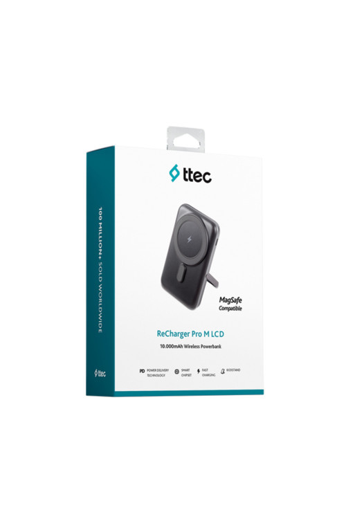 ReCharger Pro M LCD 10.000mAh MagSafe PD 20W USB-C Dahili Kablolu Stantlı Hızlı Şarj Aleti