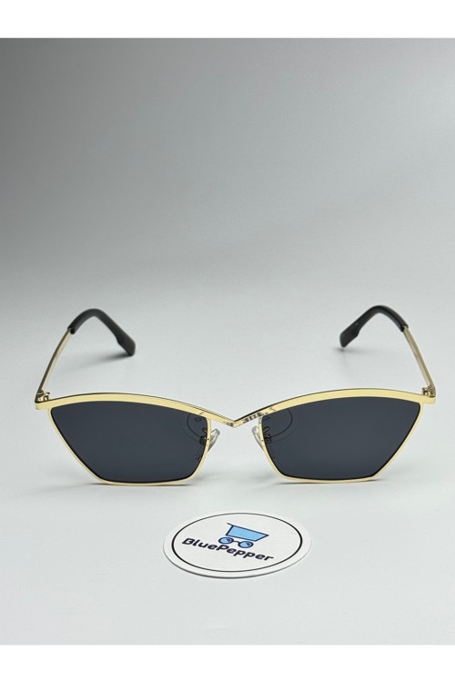 BluePepper LORENT V2 SİYAH GÜNEŞ GÖZLÜĞÜ Cateye Gold Çerçeve 57 ekartman