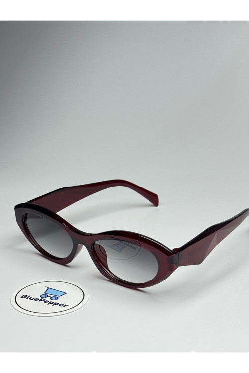 BluePepper PRADİX v4 BORDO GÜNEŞ GÖZLÜĞÜ Siyah Cam Renkli Cateye Çerçeve 54 ekartman