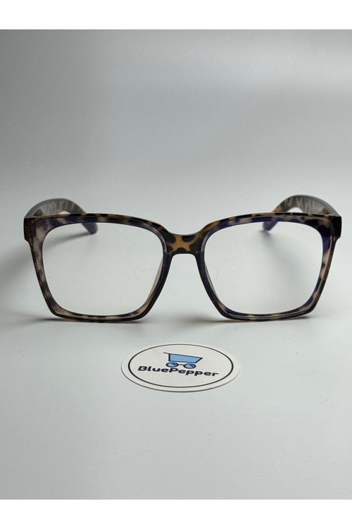 BluePepper Zoktay Gözlüğü Leopar Dikdörtgen Mavi Işık Filtreli Gözlük Optik Uyumlu Camları Değişir 59-19-146