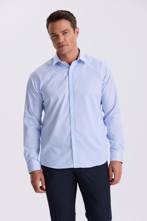 Mavi Comfort Fit Ütü Gerektirmeyen %100 Pamuk Çizgili Non İron Gömlek