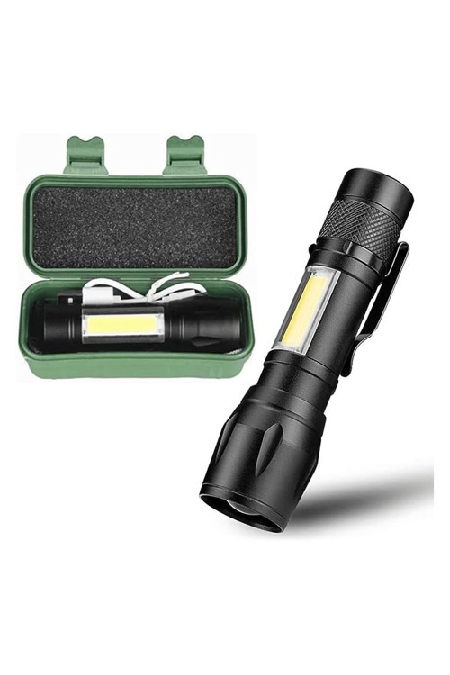 Taktik Led Usb Şarjlı Ultra Güçlü Mini Kutulu El Feneri