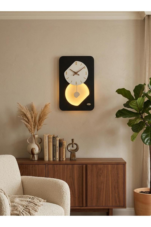 Serengetı Art Nairobi Ledli Ahşap Salon Duvar Saati Quartz Ultra Sessiz Mekanizma 55 Cm X 34 Cm