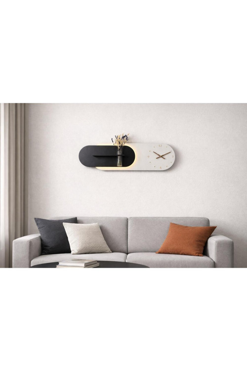 Serengetı Art Kardelen Ahşap Pilli Ledli İskandinav Tarzı Salon Duvar Rafı Modern Çiçeklik 112 X 28 Cm