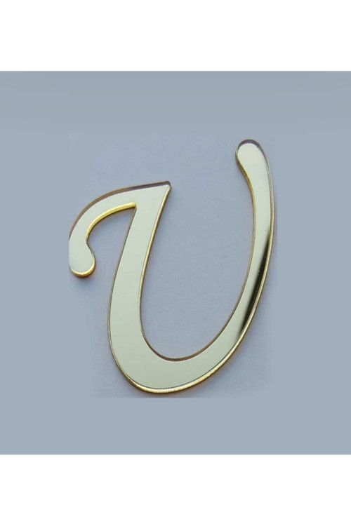 Yapışkanlı Pleksi Harf Gold U Harfi 4cm Çapında 1 Adet