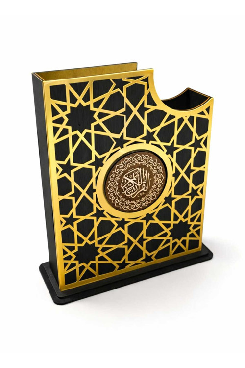 Kuran'ı Kerim Kılıfı Kur'an Kabı Çantası Sİyah Gold 17*25 Ölçüde