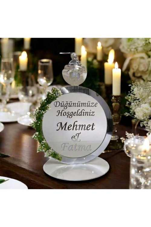 Kişiye Özel Düğünümüze Hoş Geldiniz Kapı Süsü İsimli-Gümüş