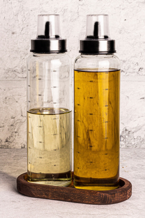 Bella Borosilikat Cam Damlatmaz Yağdanlık Ahşap Standlı Yağlık - Sirkelik Seti 500 ml - 3 Parça