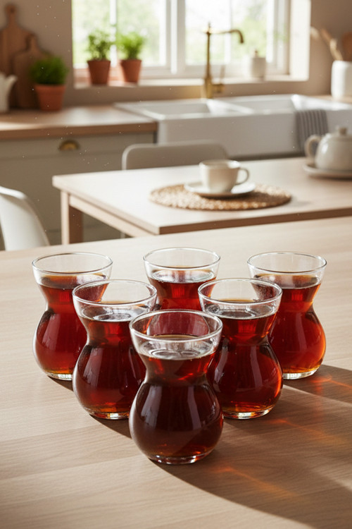 Tea - 6'lı Cam Çay Bardağı Cam Çay Seti 170 cc