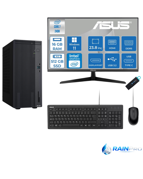 Expertcenter P500MV Core 7-240H 16 GB RAM DDR5 512 GB SSD WİN11PRO ASUS 23.8'' MONİTÖR C72408512B0D23RNP01