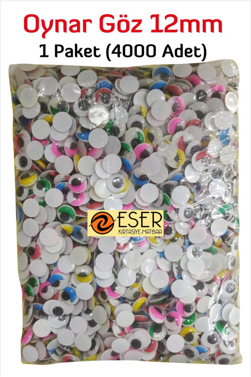 EserMatbaa Oynar Göz Renkli 12mm 4000 li Paket