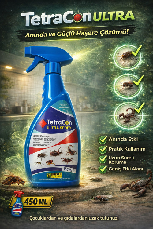 İlaç TetraCon Ultra Sprey Haşere İlacı – 450 ML(Kene, sivrisinek, karasinek, akrep, tahtakurusu)