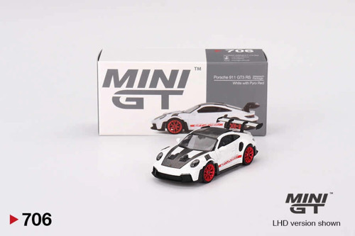 MGT00706 1/64 Porsche 911 (992) GT3 RS Weissach Package White with Pyro Red