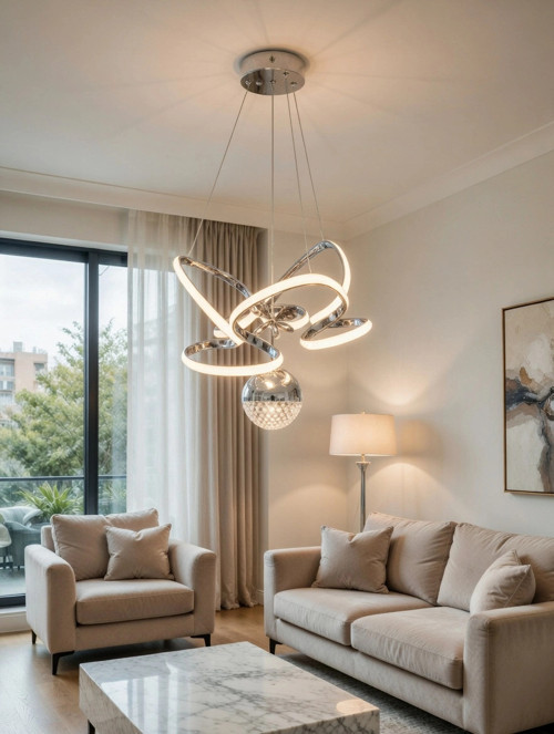 1 Toplu TAÇLI Sarkıt Led Avize KROM Kasa Üç Renk 6500k/4000k/3000k (Beyaz /Ilık Beyaz/Sarı (Günı
