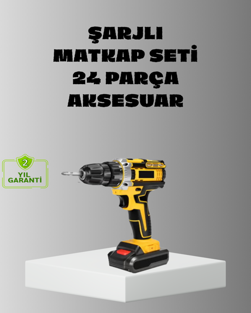 tekno Şarjlı Darbeli Matkap Seti – 2 Bataryalı, 24W Güç, 24 Parça Aksesuar, LED Işıklı 20