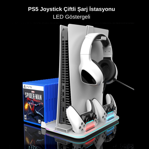 PS5/Slim/Pro Soğutucu Ledli Stand ve Joystick Şarj İstasyonu