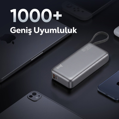 Juo 20000 mAh 165W LED Ekranlı USB-A + Type-C Kablolu Taşınabilir PD Hızlı Şarj Cihazı Powerbank 7