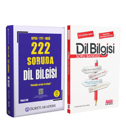 Öğreti Akademi KPSS TYT MSÜ 222 Soruda Dil Bilgisi ve AKM Dil Bilgisi Soru Bankası Seti 2 Kitap