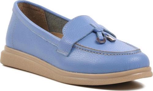 23164 Bebe-Mavisi Hakiki Deri Kadın Loafer Ayakkabı
