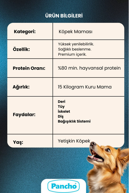 Kuzu Etli Yetişkin Köpek Maması 15 KG