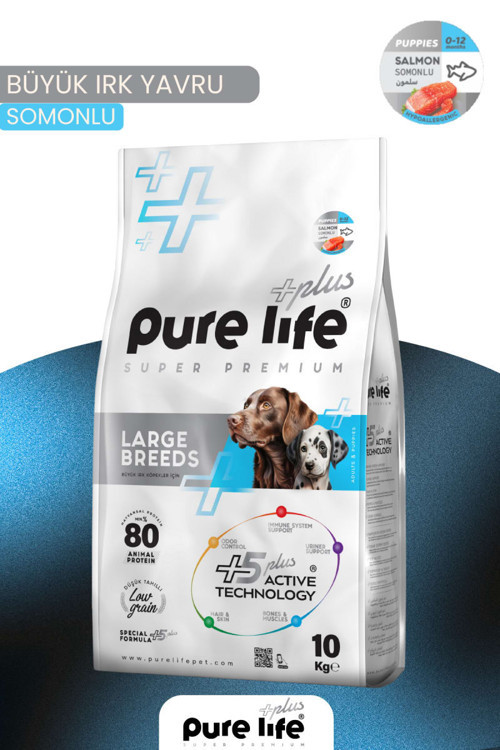 Plus Somonlu Büyük Irk Yavru Köpek Maması 10 KG