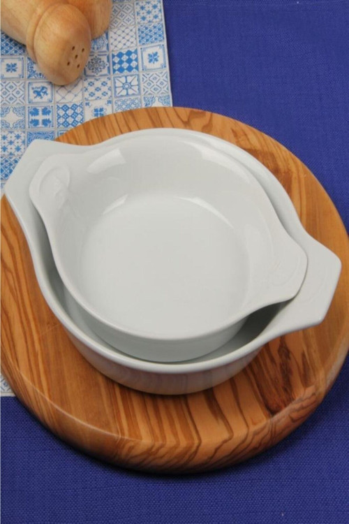 Porselen Beyaz Sahan Seti ikili 21cm - 17cm