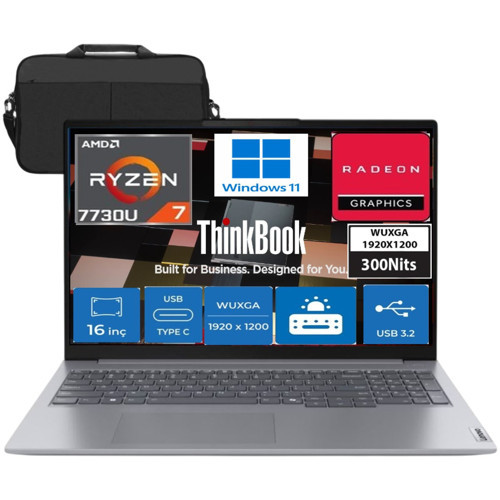 Thinkbook 16 Amd Ryzen 7 7730U 24GB 512GB SSD Amd Radeon Graphics (1920X1200) 16" Wuxga 300NITS IPS Windows 11 Pro Taşın