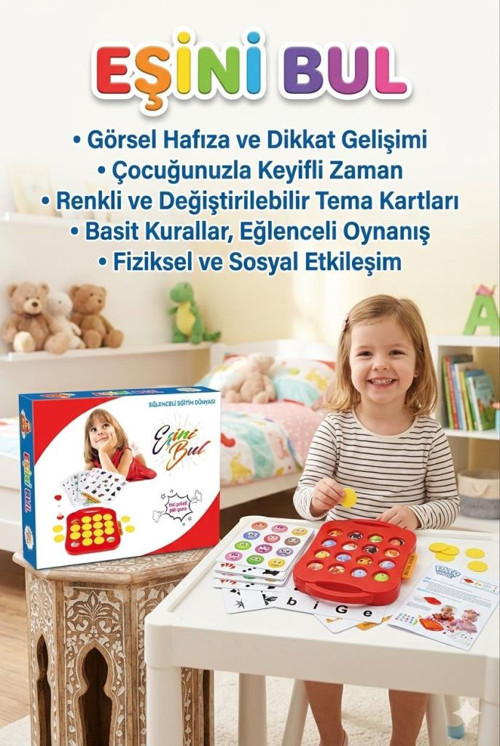 Eşini Bul Hafıza ve Dikkat Geliştirici Eğitici Zeka Oyunu