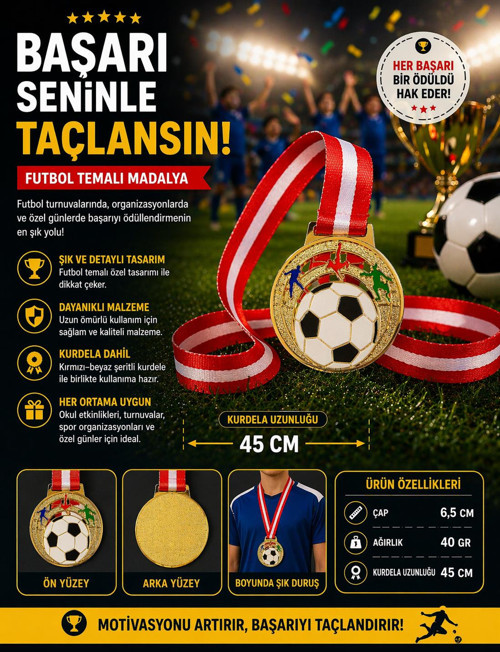 Mad-Fut-2 Futbol Figürlü Madalya 6.5 Cm