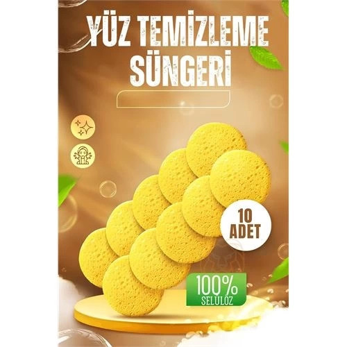 Mey İthalat® Makyaj Temizlik Pedi Cilt Temizlik Süngeri Doğal Selülöz 10 ADET 721404