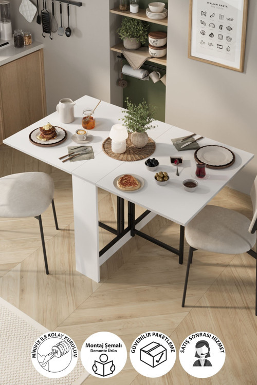 Mutfak Masası Katlanır Masa Yemek Masası Mutfak Masası Viyana Beyaz