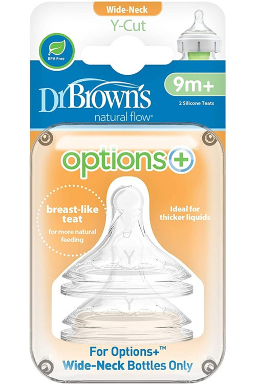 Silikon Biberon Emziği Y Kesik Options Geniş Ağızlı +9 Ay İkili Paket