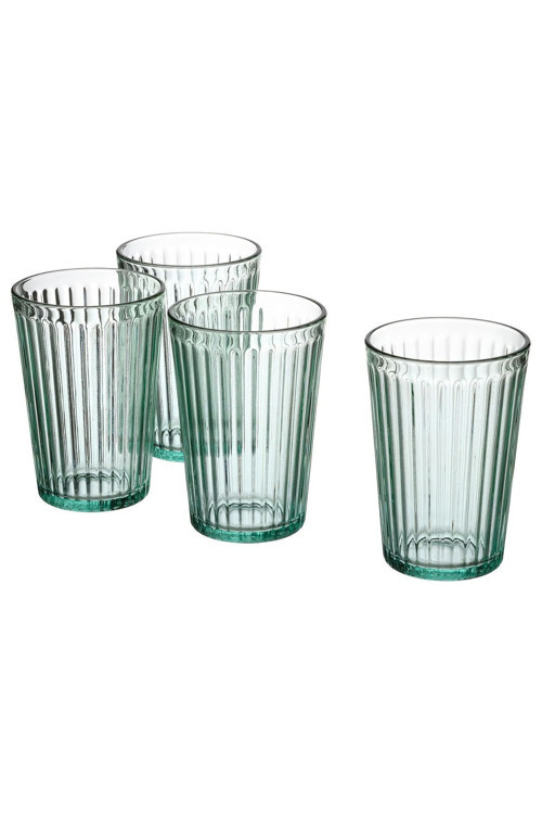 4'lü Cam Bardak Seti Su Kola Meşrubat Bardağı Açık Turkuaz 310 ml