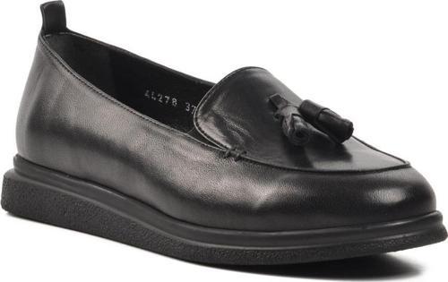 44278 Siyah Hakiki Deri Kadın Loafer Ayakkabı